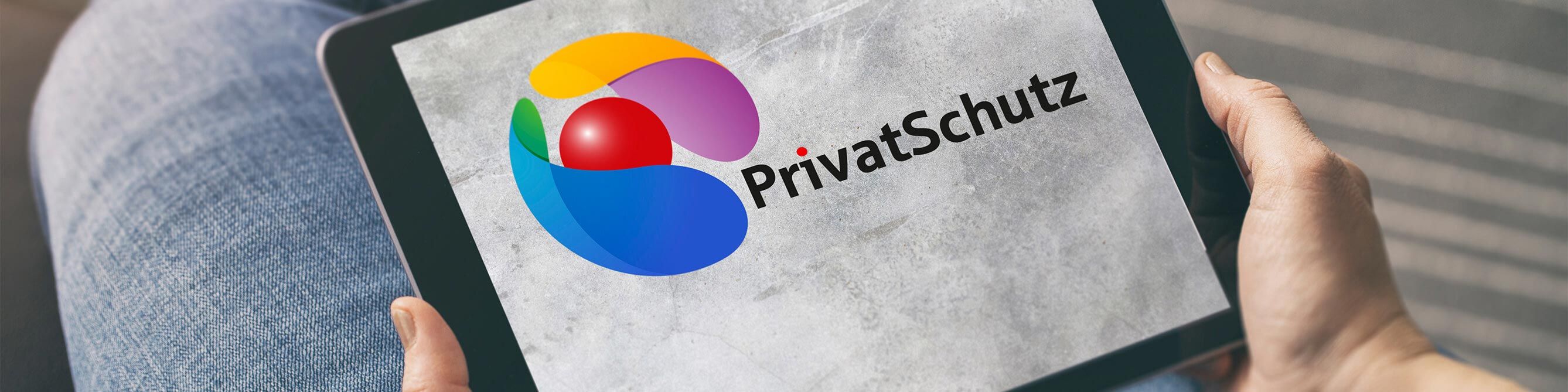 PrivatSchutz - Tablet mit Logo