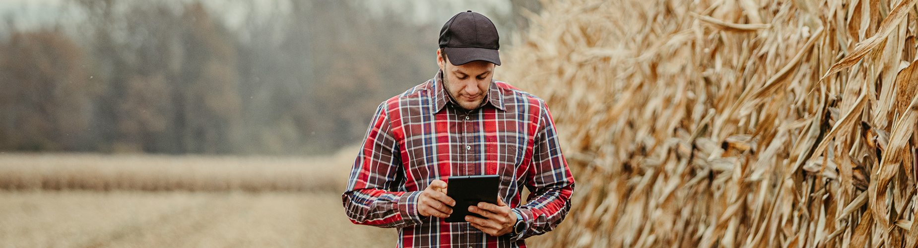 Landwirt mit Tablet