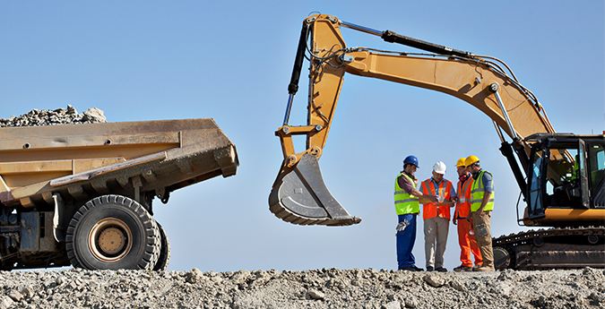 Bagger auf Baustelle