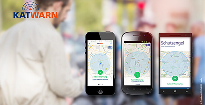 KATWARN App auf verschiedenen Smartphones