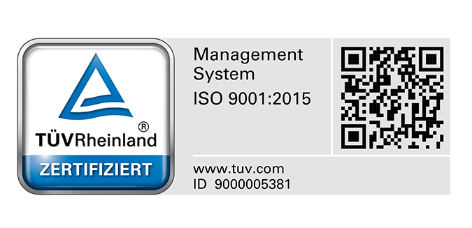 Siegel TÜv Rheinland ISO 9001 Zertifiziertes Managementsystem